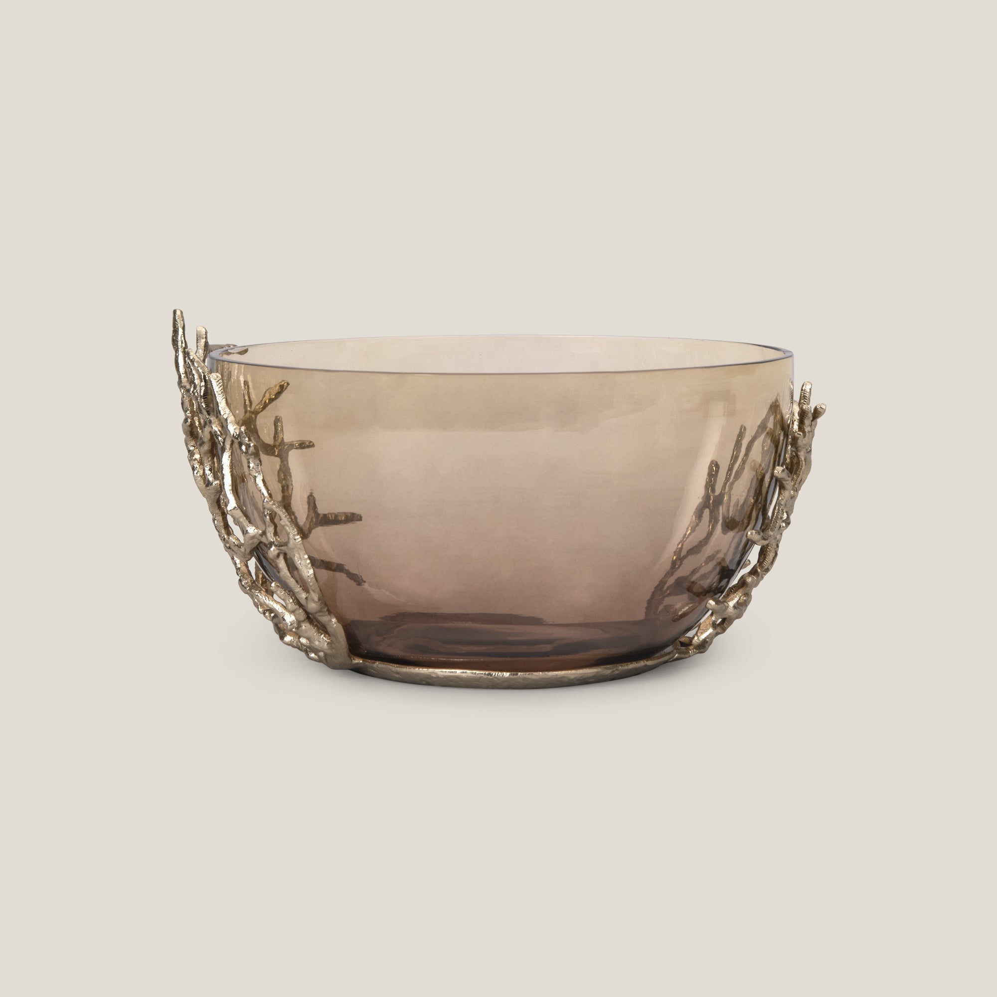 Twig Brown & Golden Glass Deep Decor Bowl