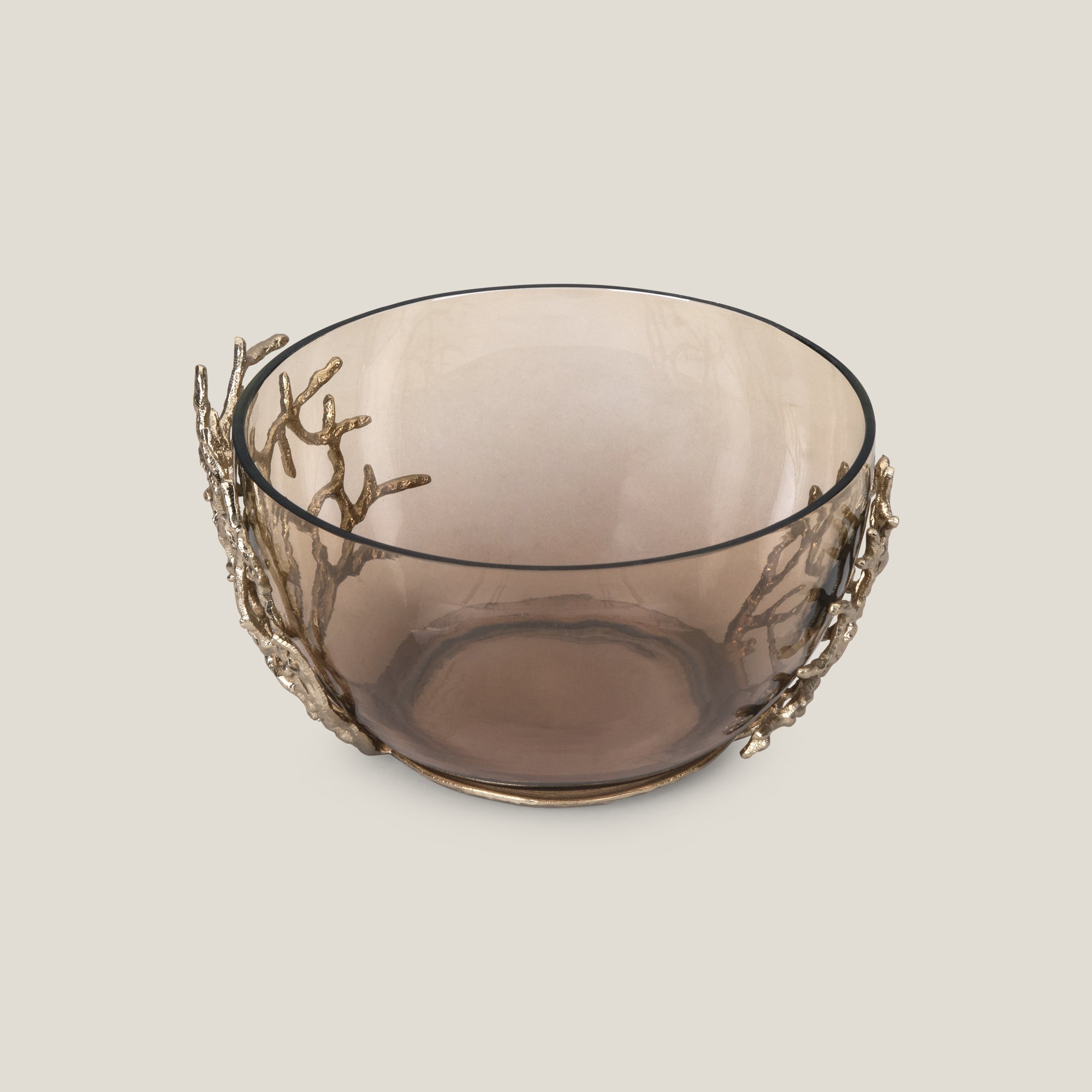 Twig Brown & Golden Glass Deep Decor Bowl